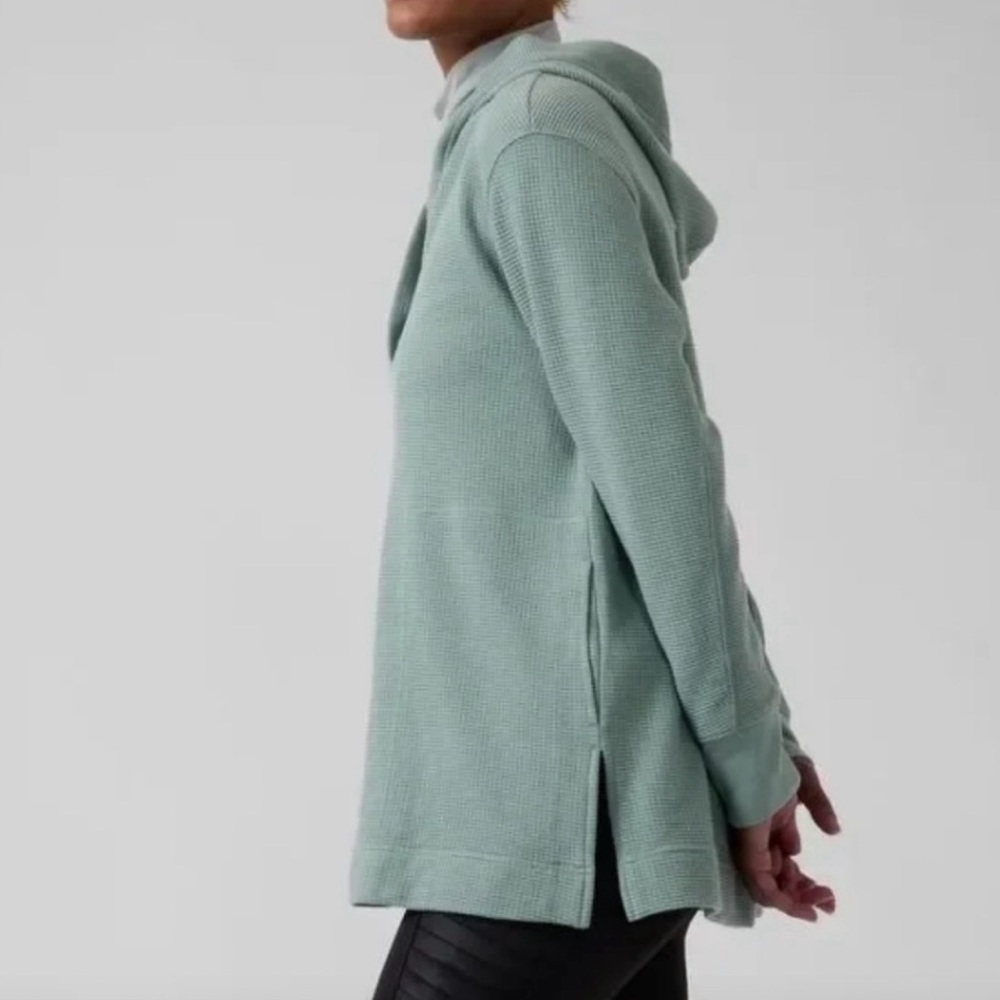 Athleta Womens Coaster Luxe Waffle Hoodie Minimalistic Grey, size Small Petite - Picture 14 of 14